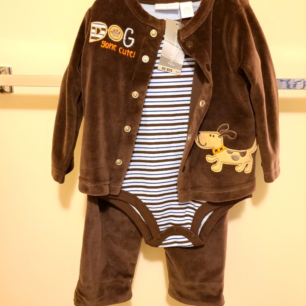 Boys 3 Piece Velour Set